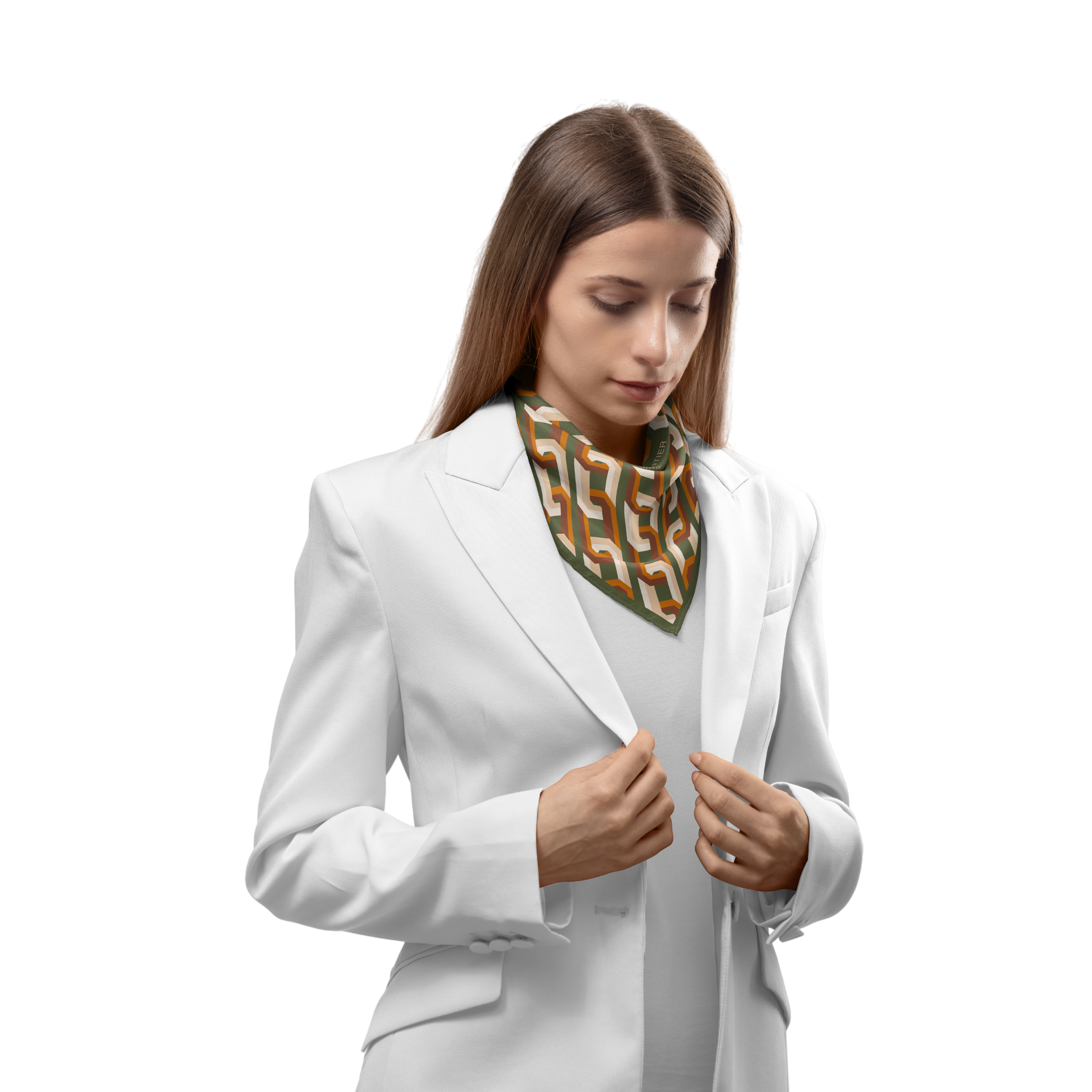 Chain Motif Bandana Silk Scarf