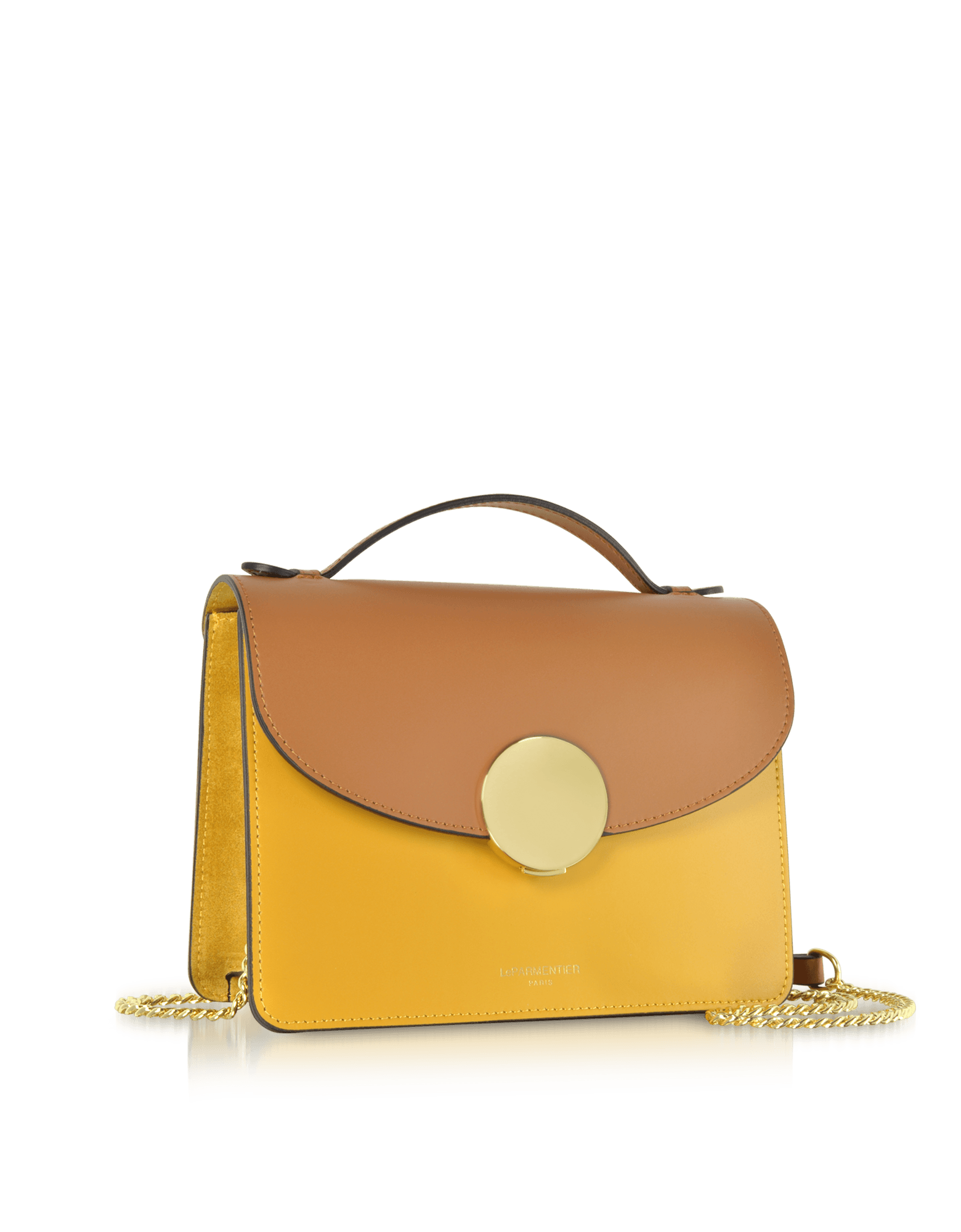 New Ondina Color Block Flap Top Leather Satchel Bag