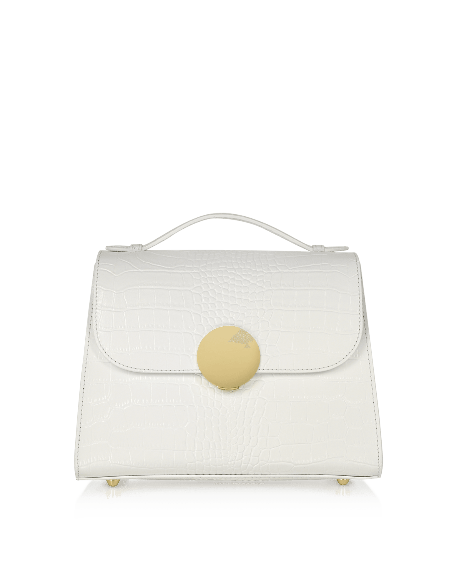 Bombo Croco Embossed Leather Top-Handle Satchel Bag w/Strap