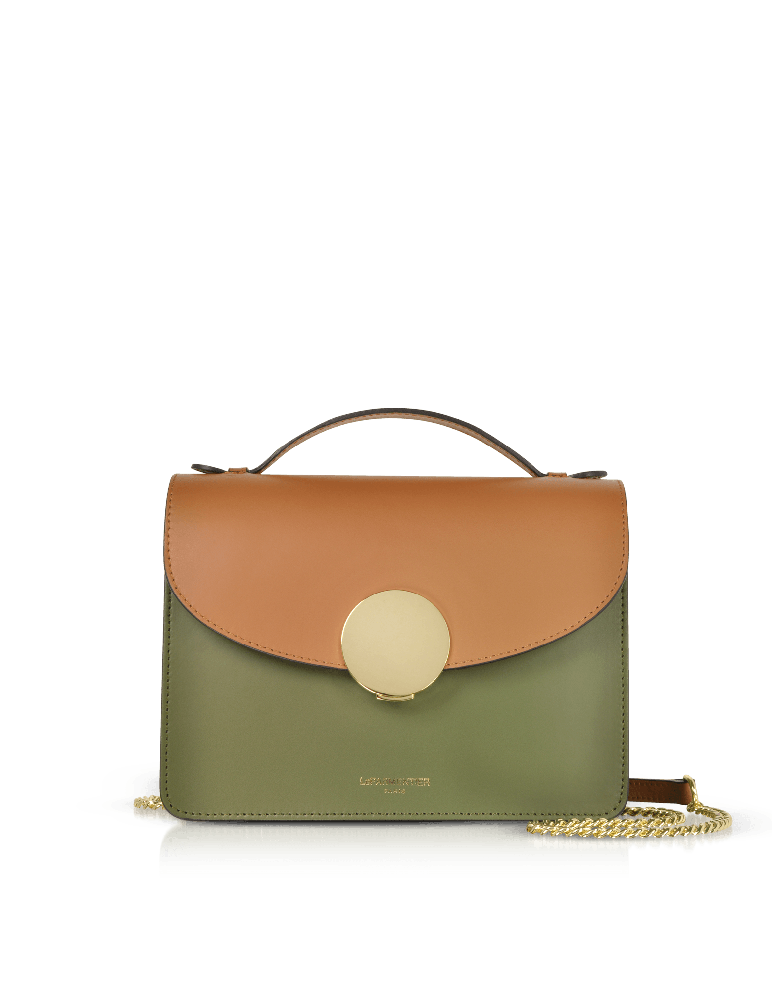 New Ondina Color Block Flap Top Leather Satchel Bag