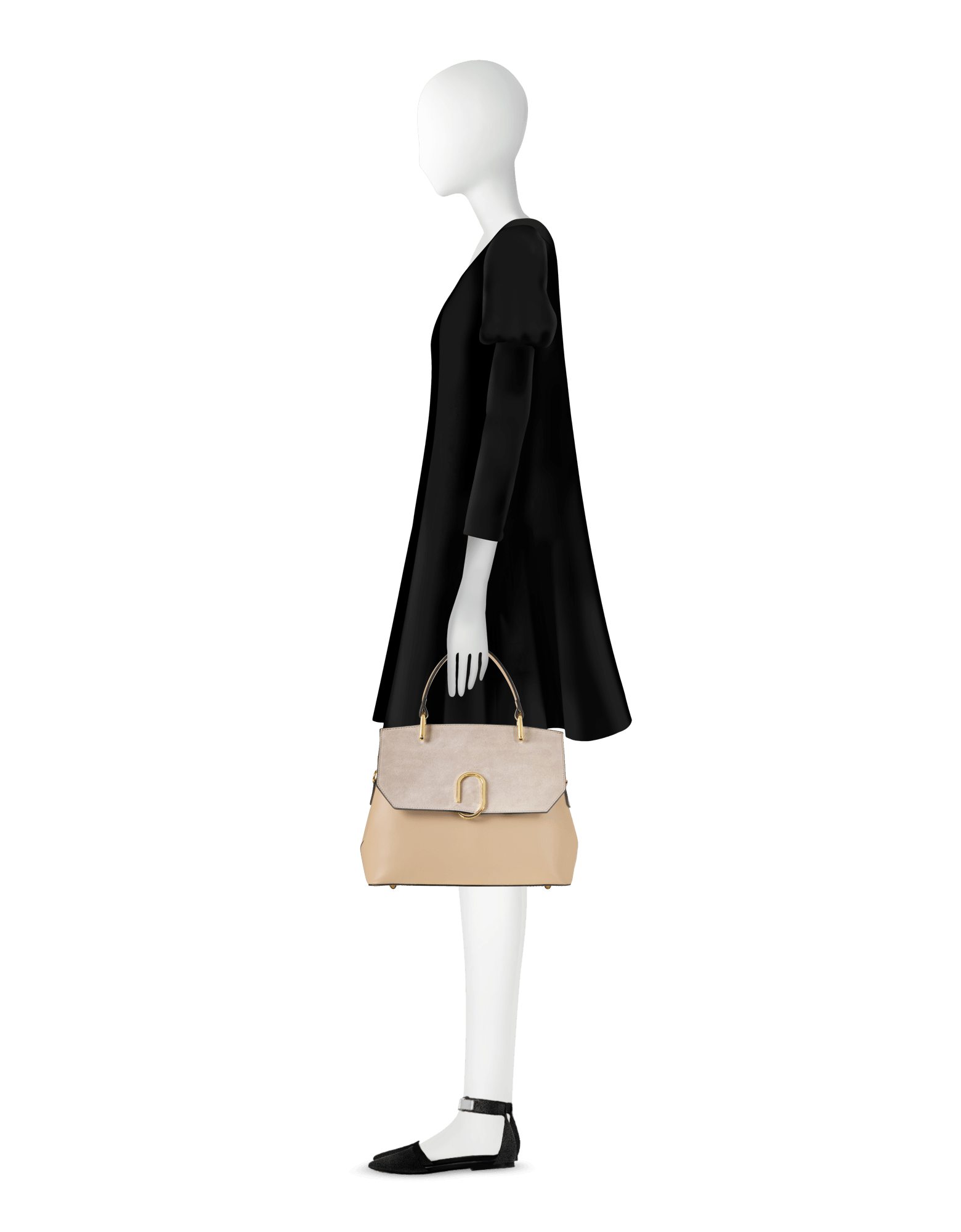 Thais Suede and Leather Satchel Bag