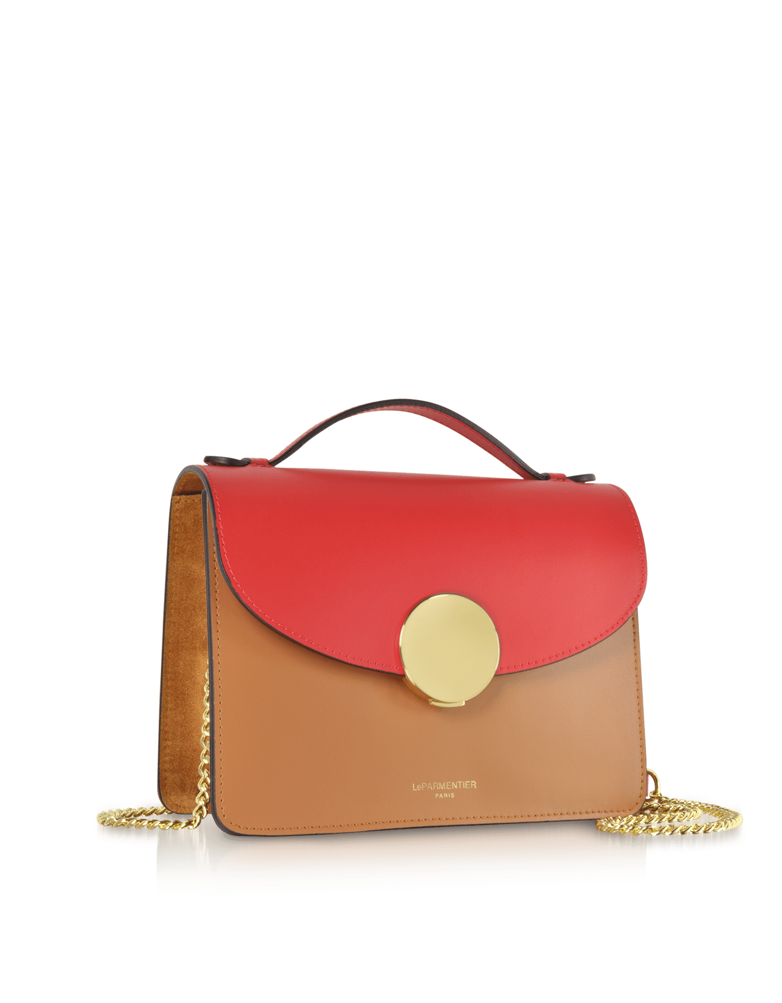 New Ondina Color Block Flap Top Leather Satchel Bag