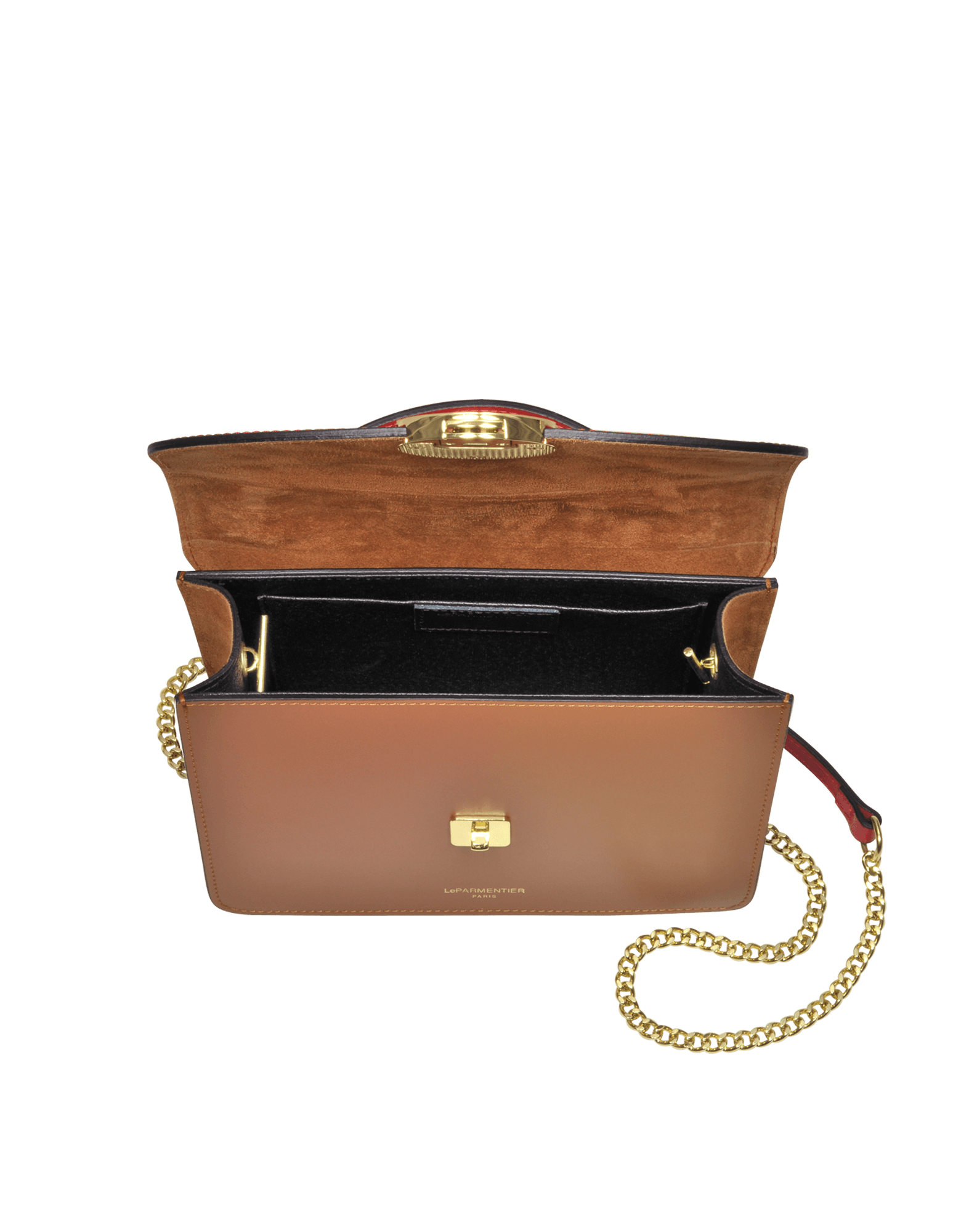 New Ondina Color Block Flap Top Leather Satchel Bag